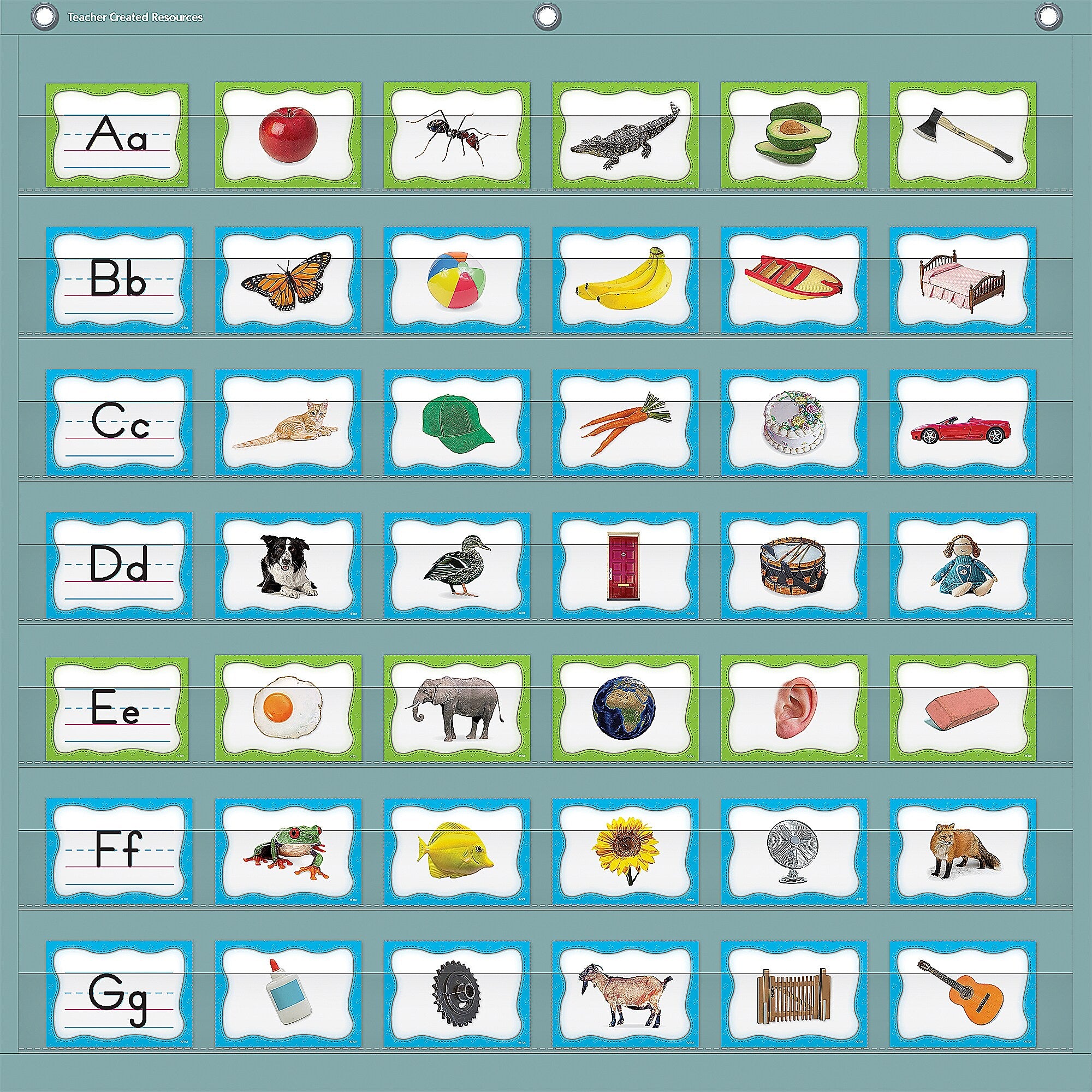 Teacher Created Resources Calming Blue 7-Pocket Chart, 28" x 28" (TCR20101)