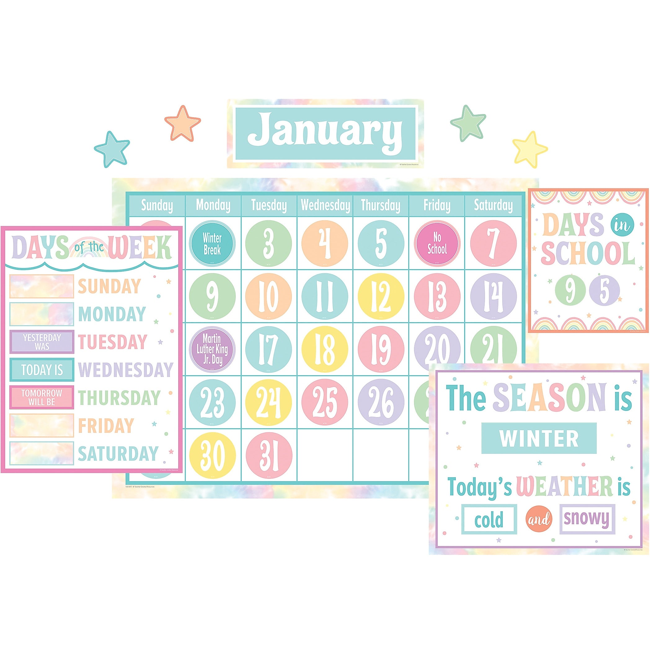 Teacher Created Resources Pastel Pop Calendar Bulletin Board Set, 115/Set (TCR8411)