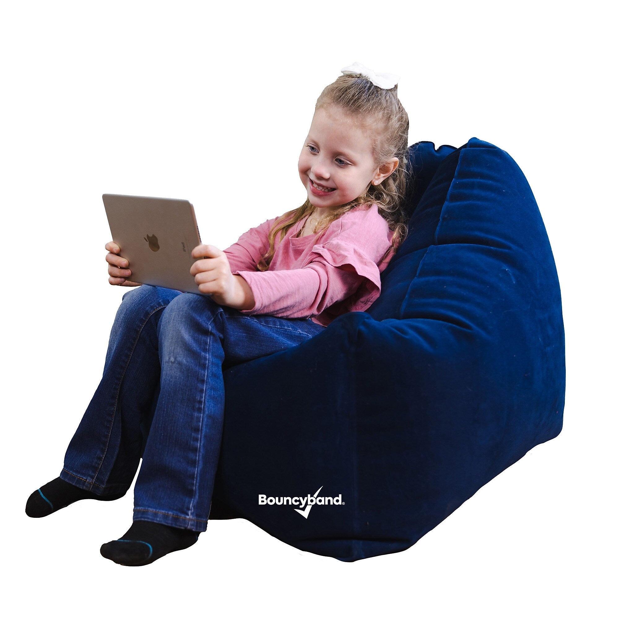 Bouncyband Comfy Cozy Peapod Inflatable Chair for Kids (BBAPDCHBU)