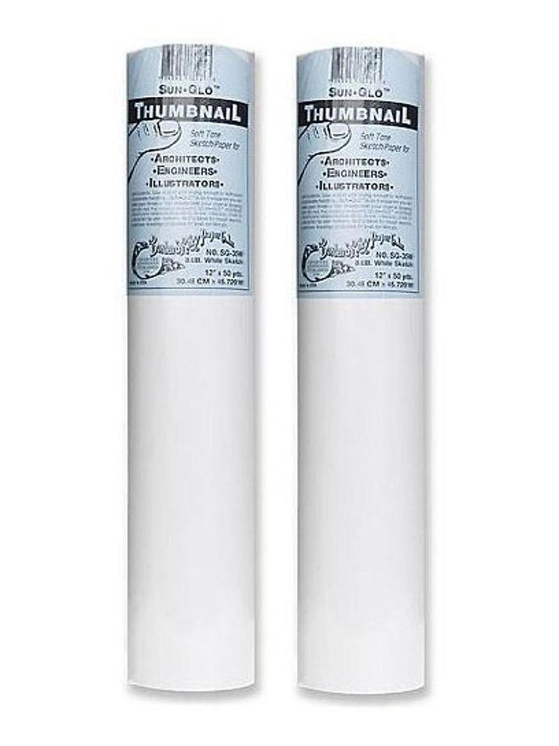 Borden and Riley Sun-Glo Thumbnail Sketch Paper Rolls white 8 lb. 24 in. x 20 yd. roll [Pack of 2](PK2-35WR242000)