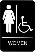 HeadLine Sign, ADA Restroom Sign, WOMEN Handicap Accessible, 6" x 9", Black / White
