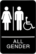 HeadLine Sign, ADA Restroom Sign, ALL GENDER Handicap Accessible, 6" x 9", Black / White
