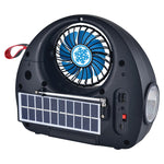 QFX Portable FM Radio with Bluetooth, Flashlight, Fan & Solar Panel, Black (R-40 Black)