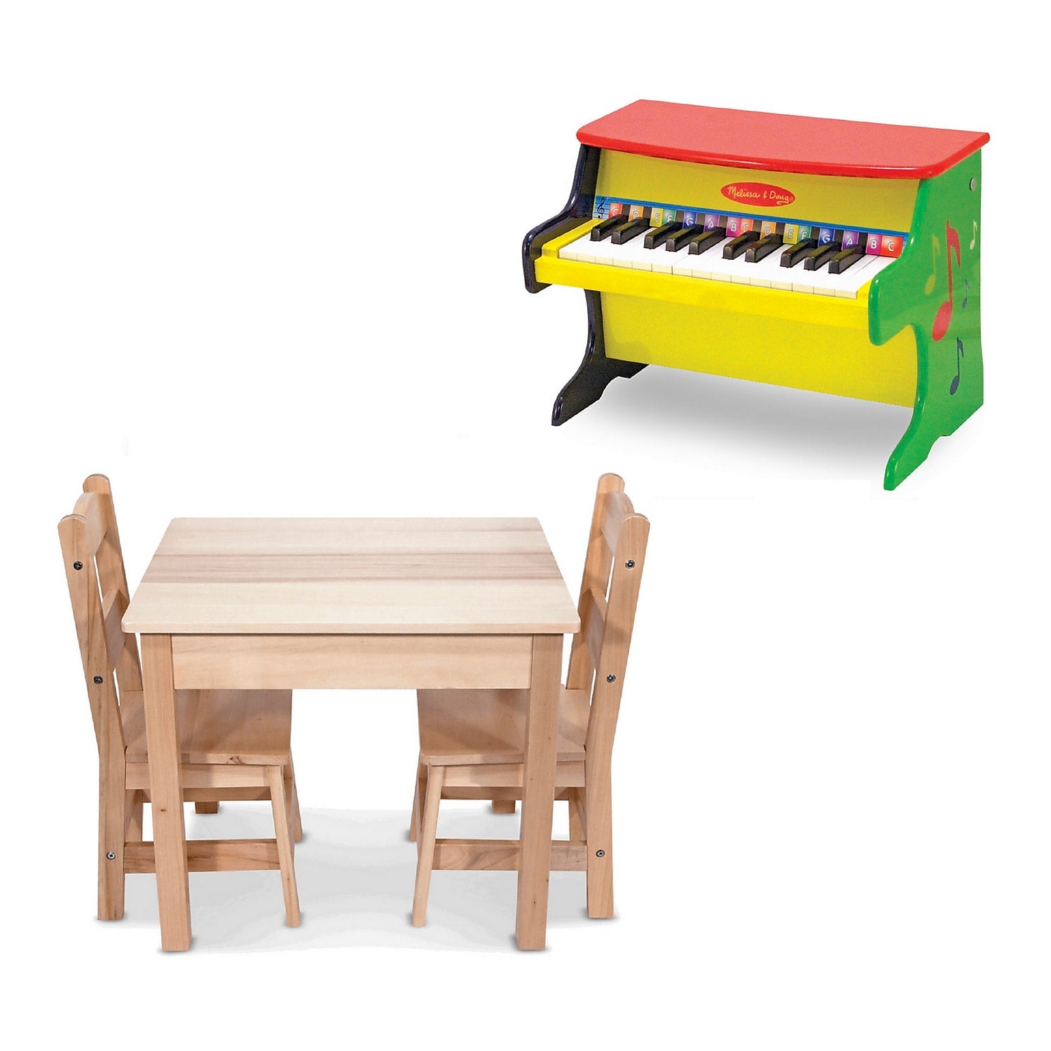 Melissa & Doug Learn-to-Play Piano with Wooden Table & Chairs (1314-2427-KIT)