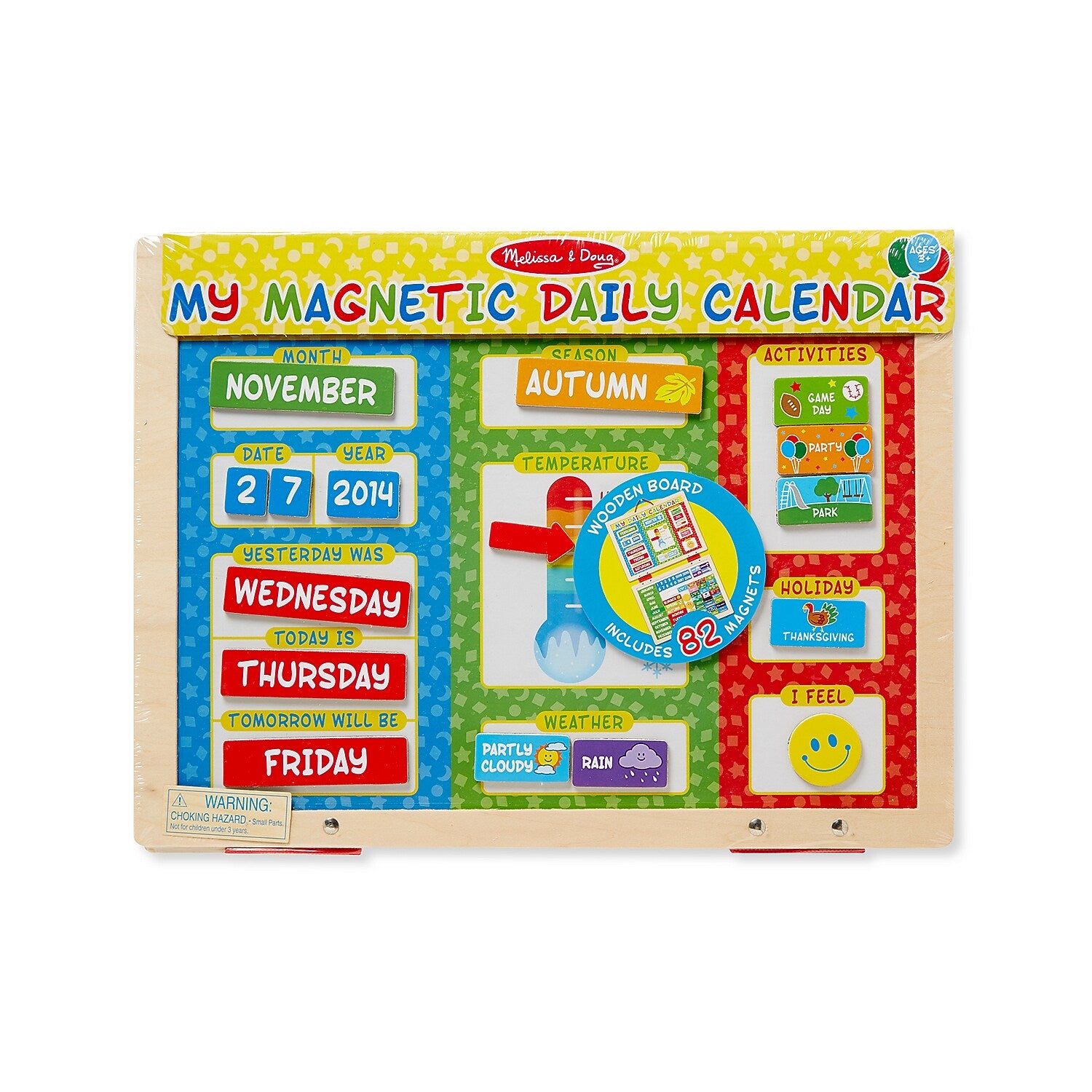 Melissa & Doug Wooden ABC Activity Stamp Set with My First Daily Magnetic Calendar (30118-9253-KIT)