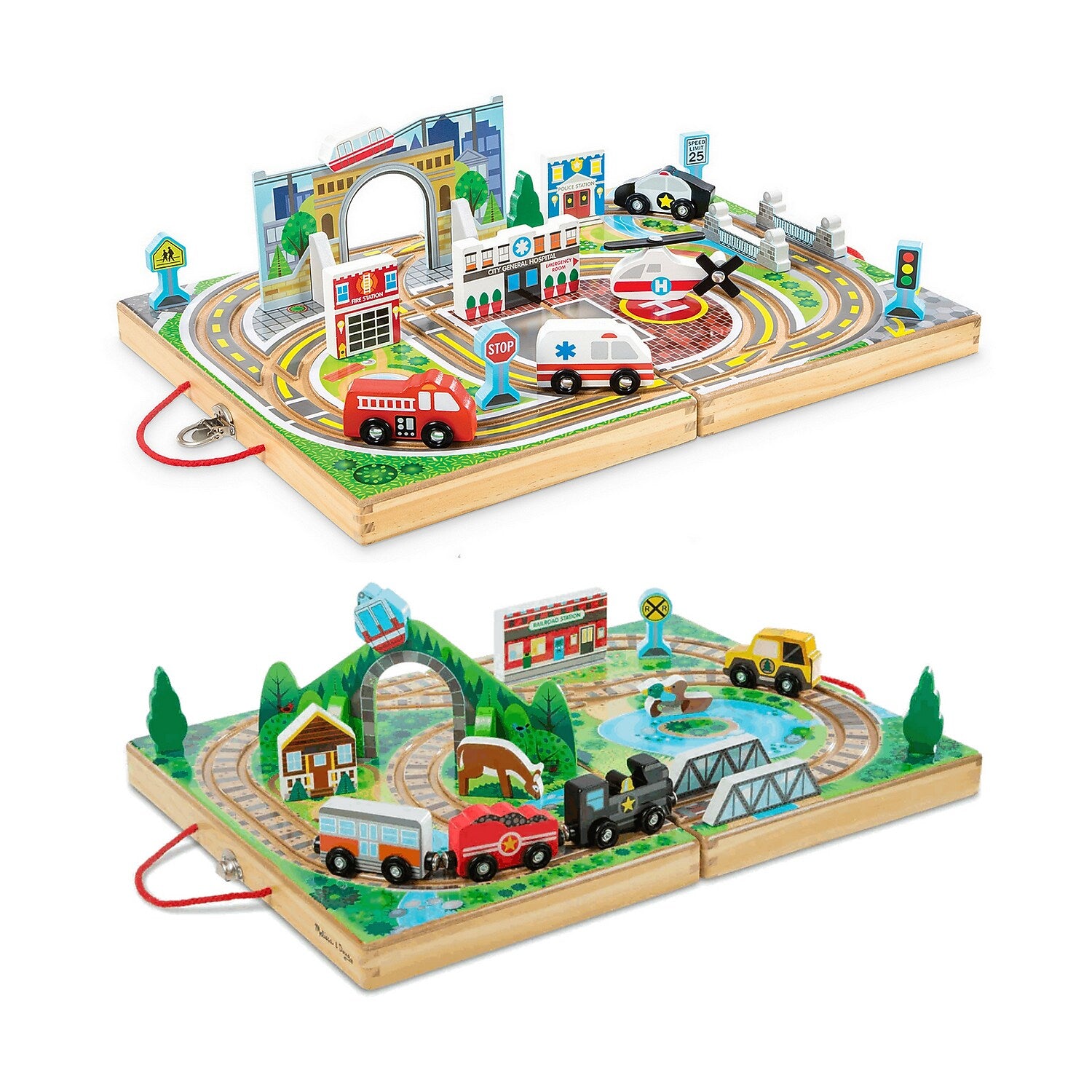 Melissa & Doug Take-Along Town with Take-Along Railroad (30141-30140-KIT)