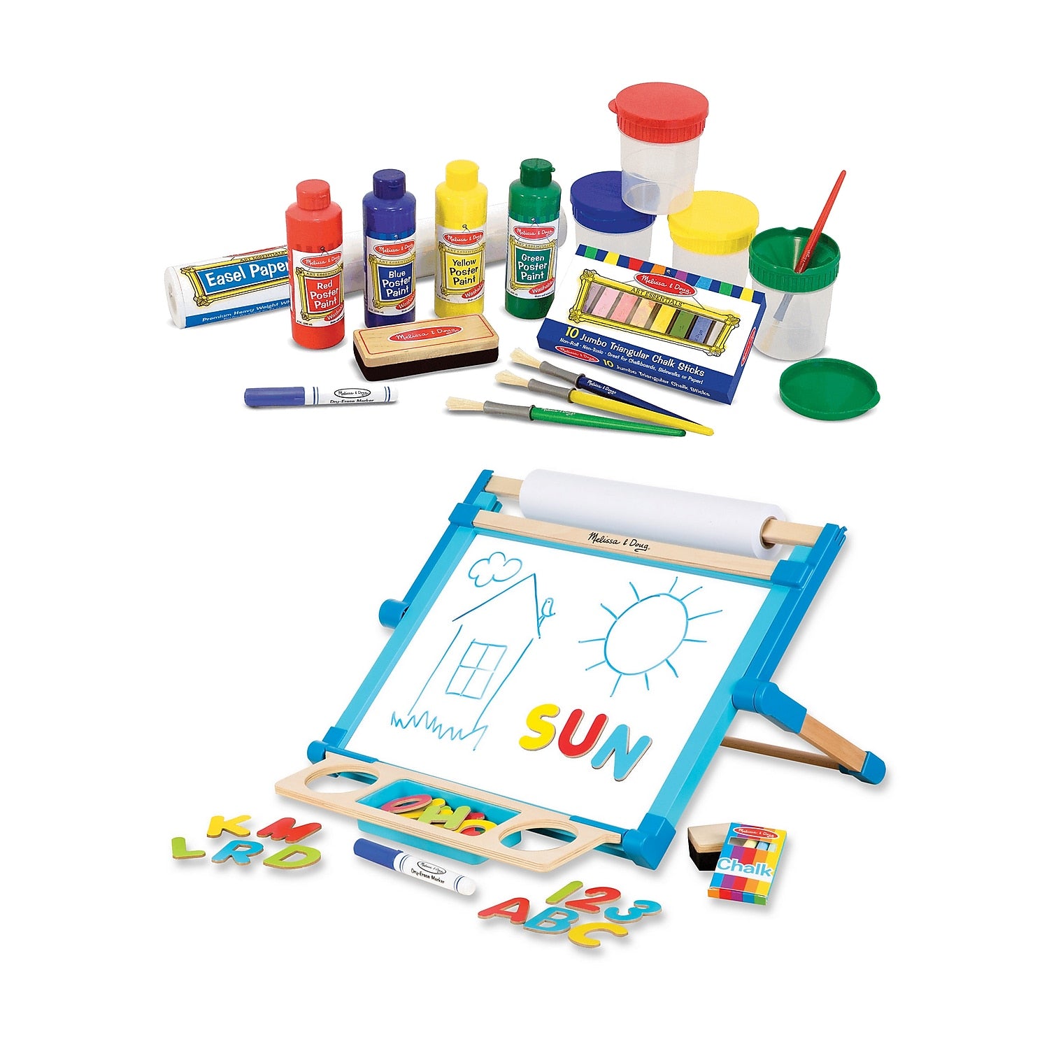 Melissa & Doug Easel Accessory Set with Double-Sided Magnetic Tabletop Easel (4145-2790-KIT)