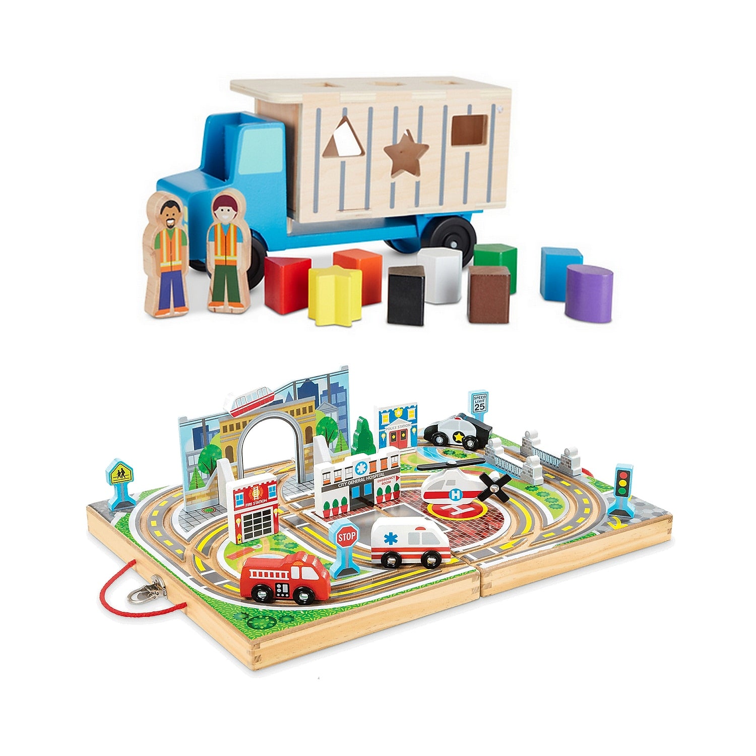 Melissa & Doug Shape-Sorting Dump Truck with Take-Along Town (9397-30141-KIT)