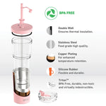 ASOBU Marina See-Through Triton Tumbler with Flexible Straw, 28 oz., Pink (ICT400)