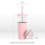 ASOBU Marina See-Through Triton Tumbler with Flexible Straw, 28 oz., Pink (ICT400)