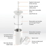 ASOBU Marina See-Through Triton Tumbler with Flexible Straw, 28 oz., White (ICT400)