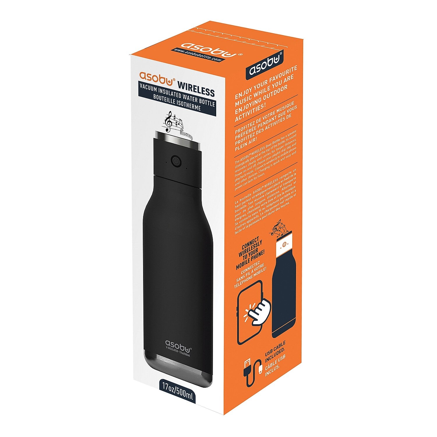ASOBU Stainless Steel Vacuum Insulated Water Bottle, 17 oz., Teal (ADNANABT60TEAL)