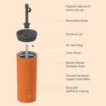 ASOBU Super Sippy Insulated Coffee Tumbler, 20 oz., Orange (NA-ICT200)
