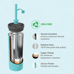 ASOBU Super Sippy Insulated Coffee Tumbler, 20 oz., Teal (NA-ICT200)
