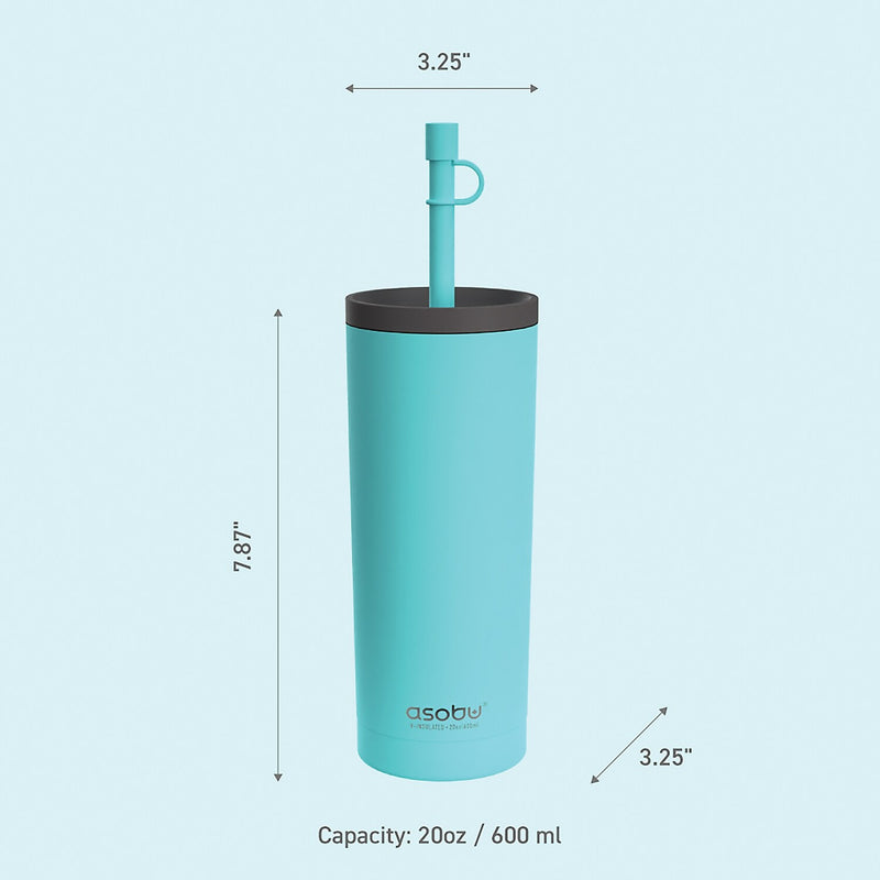 ASOBU Super Sippy Insulated Coffee Tumbler, 20 oz., Teal (NA-ICT200)