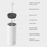 ASOBU Super Sippy Insulated Coffee Tumbler, 20 oz., White (NA-ICT200)