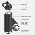 ASOBU Canyon Stainless Steel Vacuum Insulated Water Bottle, 50 oz., Black (ADNATMF7BK)