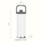 ASOBU Canyon Stainless Steel Vacuum Insulated Water Bottle, 50 oz., White (ADNATMF7W)