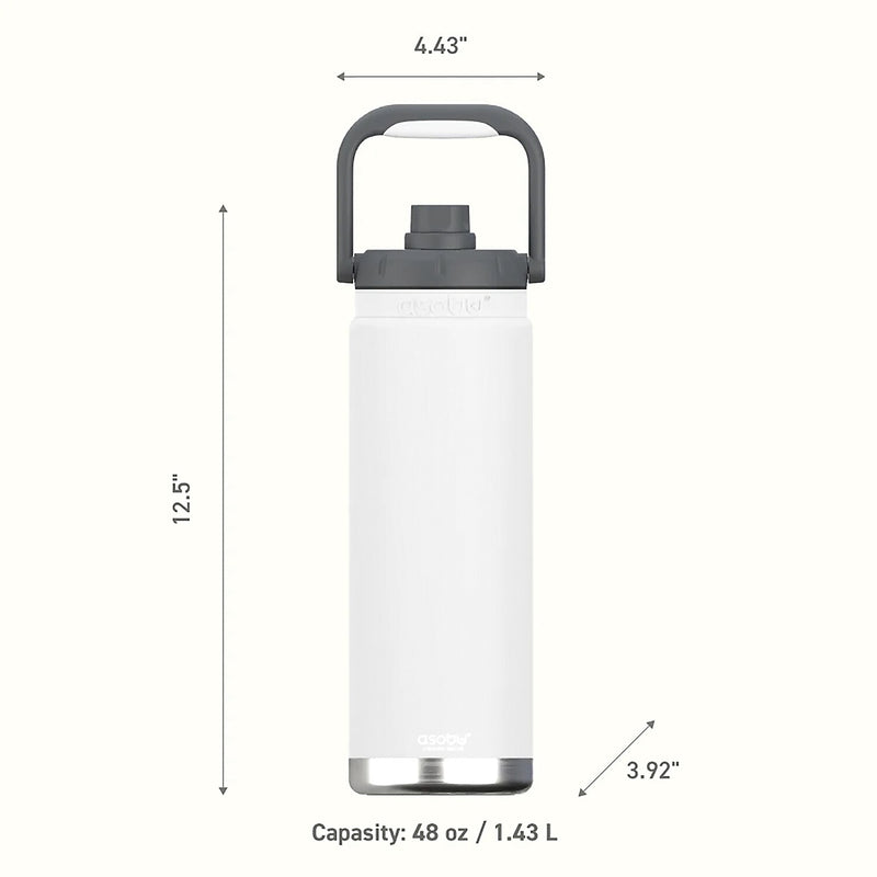 ASOBU Canyon Stainless Steel Vacuum Insulated Water Bottle, 50 oz., White (ADNATMF7W)