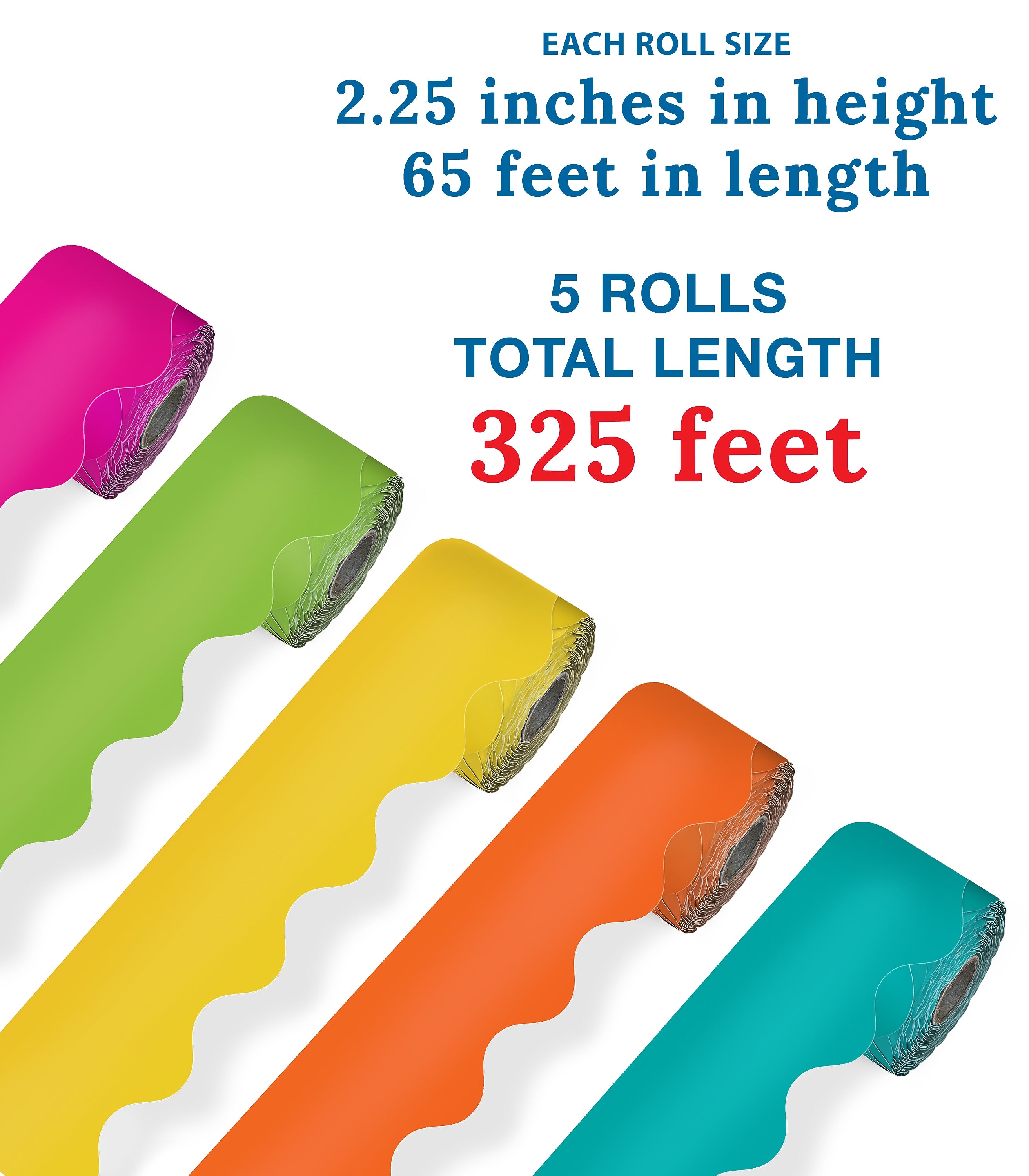 Carson-Dellosa Bright and Colorful Rolled Border Set, 5 Pack (145301)