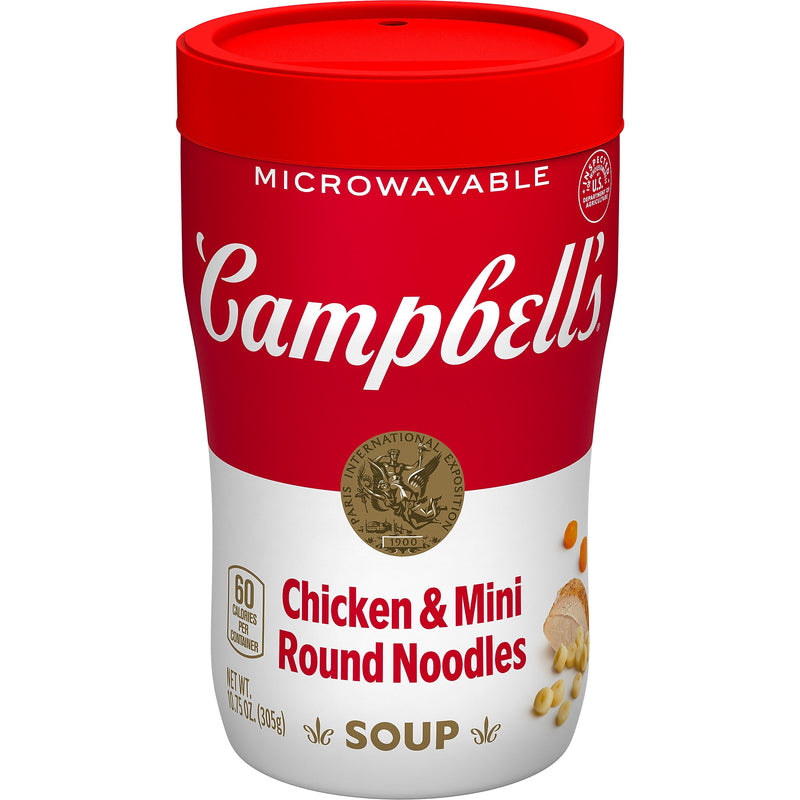 Campbell's Soup on the Go Chicken with Mini Noodles, 10.75oz Cup, 8/Box (351-00007)