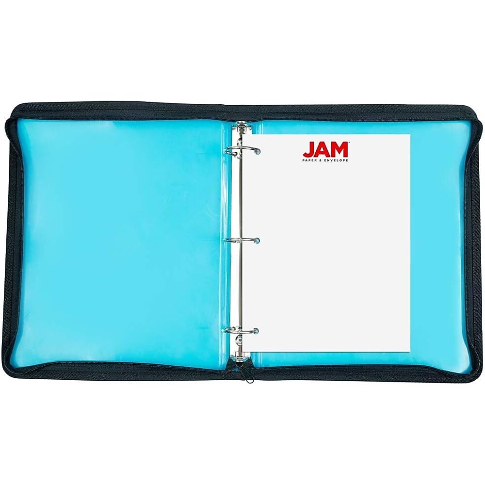 JAM PAPER Zipper 1-1/2" 3-Ring Binder, Blue (400738569)