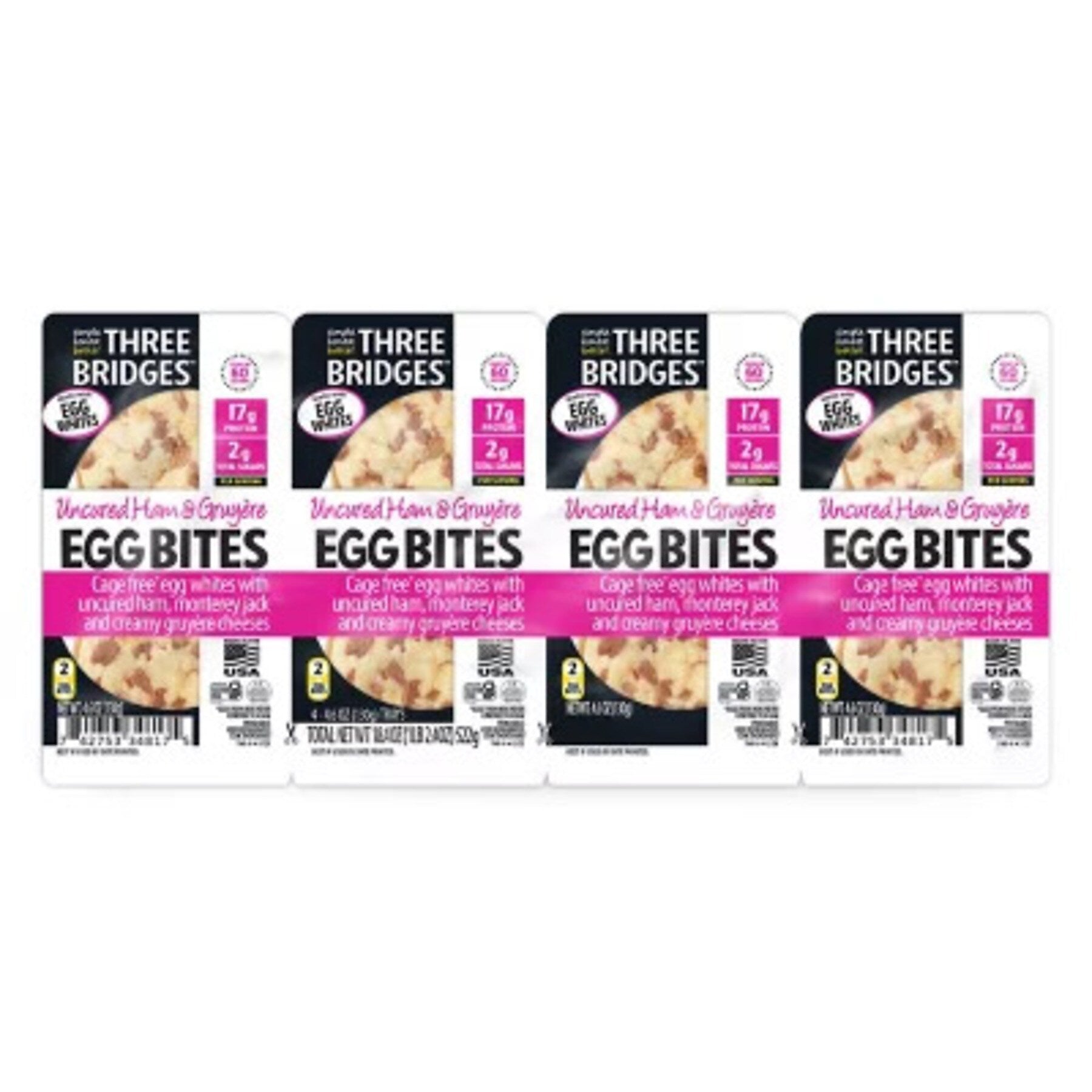 Three Bridges Ham & Gruyere Egg Bites, 4.6 oz, 4/Pack (220-02205)