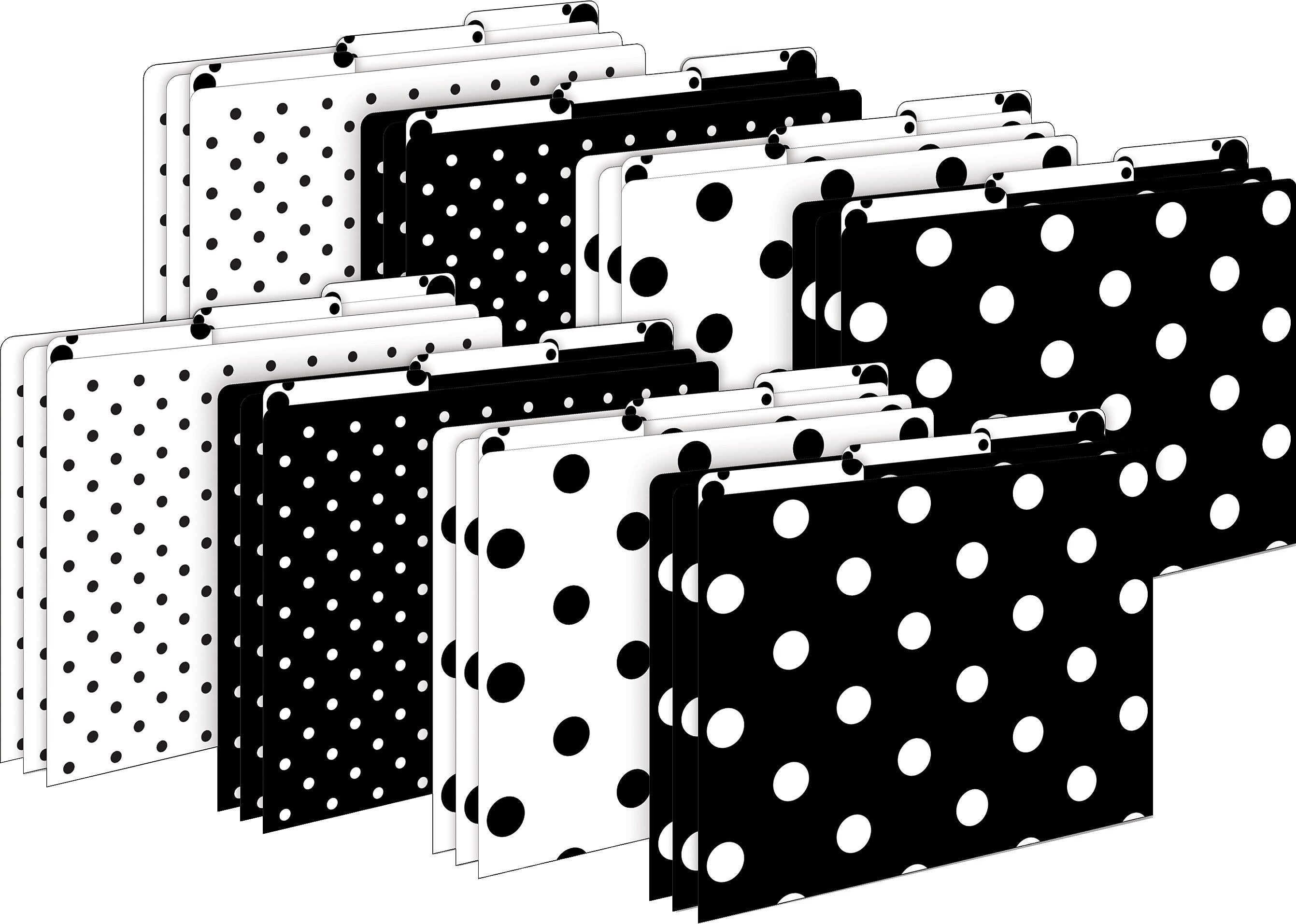Barker Creek Black & White Dot File Folder, 1/3-Cut Tab, Letter Size, Black/White, 24/Set (4378)