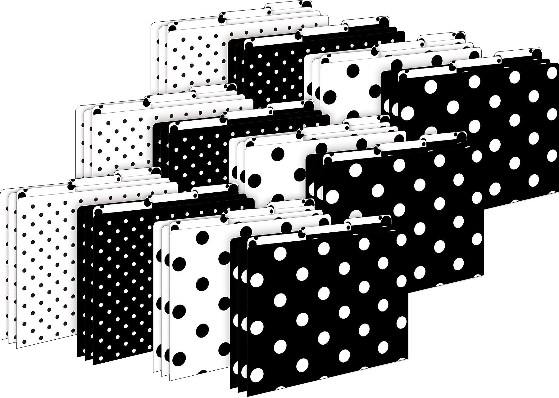 Barker Creek Black & White Dot File Folder, 1/3-Cut Tab, Letter Size, Black/White, 36/Set (4379)