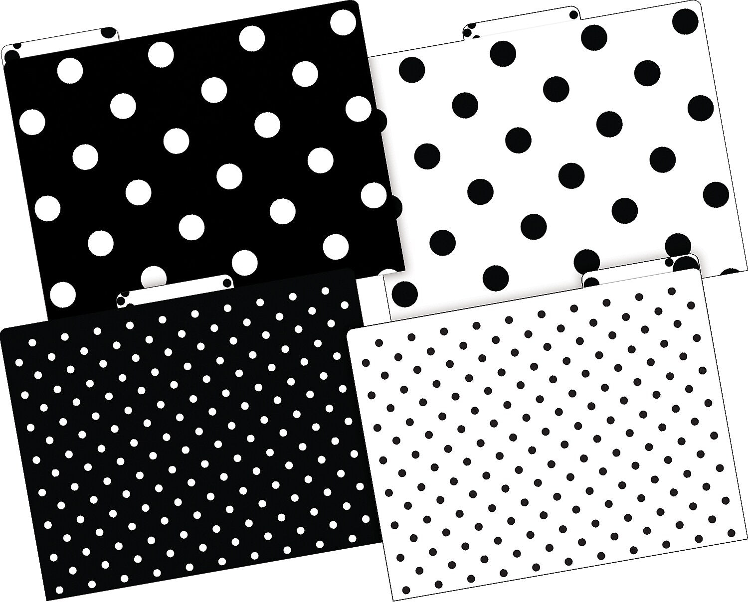 Barker Creek Black & White Dot File Folder, 1/3-Cut Tab, Letter Size, Black/White, 36/Set (4379)