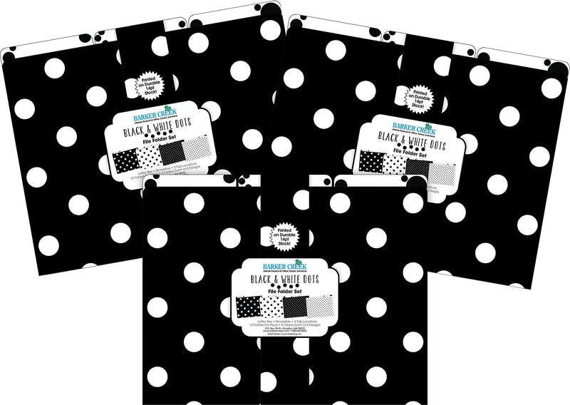 Barker Creek Black & White Dot File Folder, 1/3-Cut Tab, Letter Size, Black/White, 36/Set (4379)