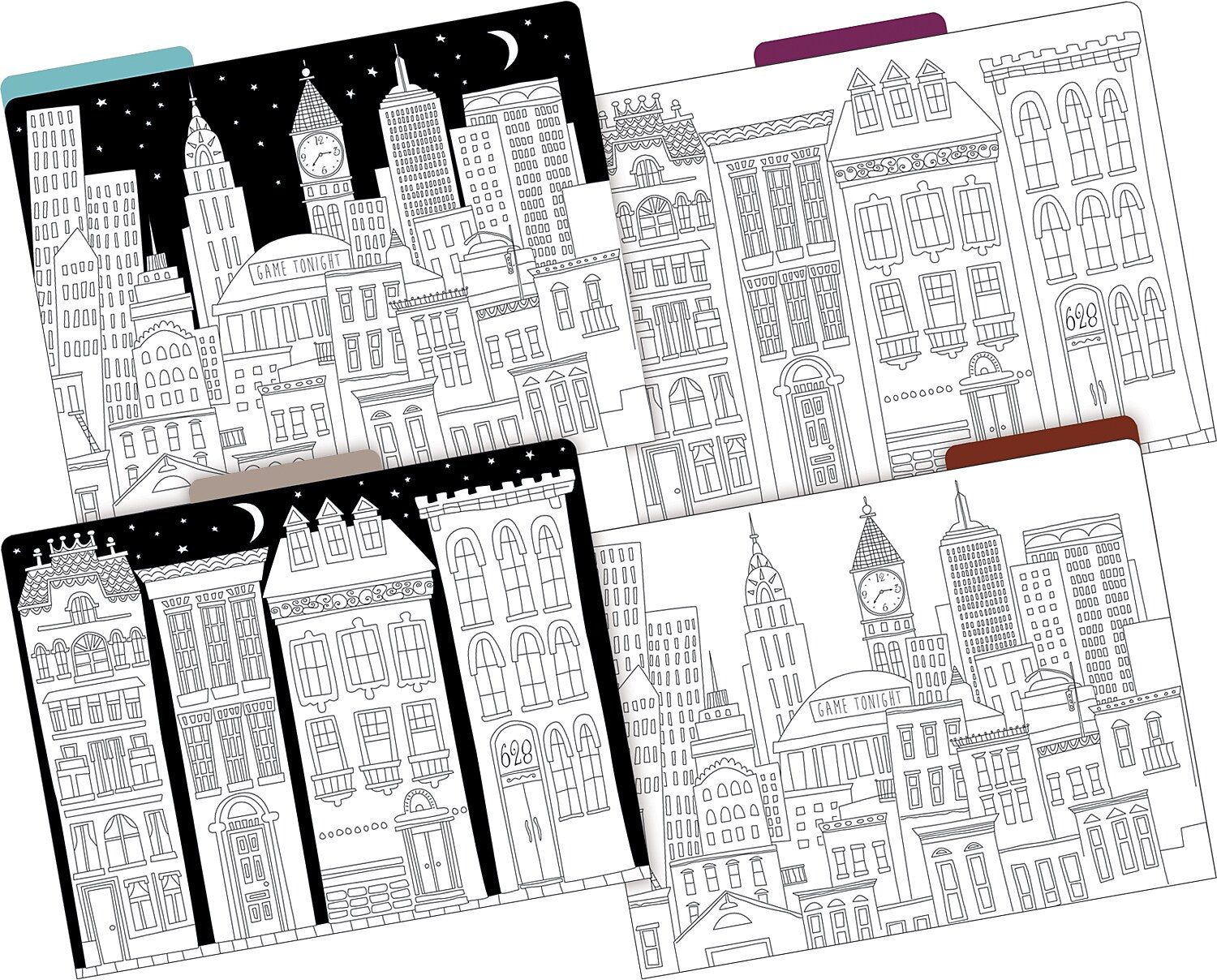 Barker Creek Color Me! Cityscapes File Folder, 1/3-Cut Tab, Letter Size, Assorted Colors, 24/Set (4380)