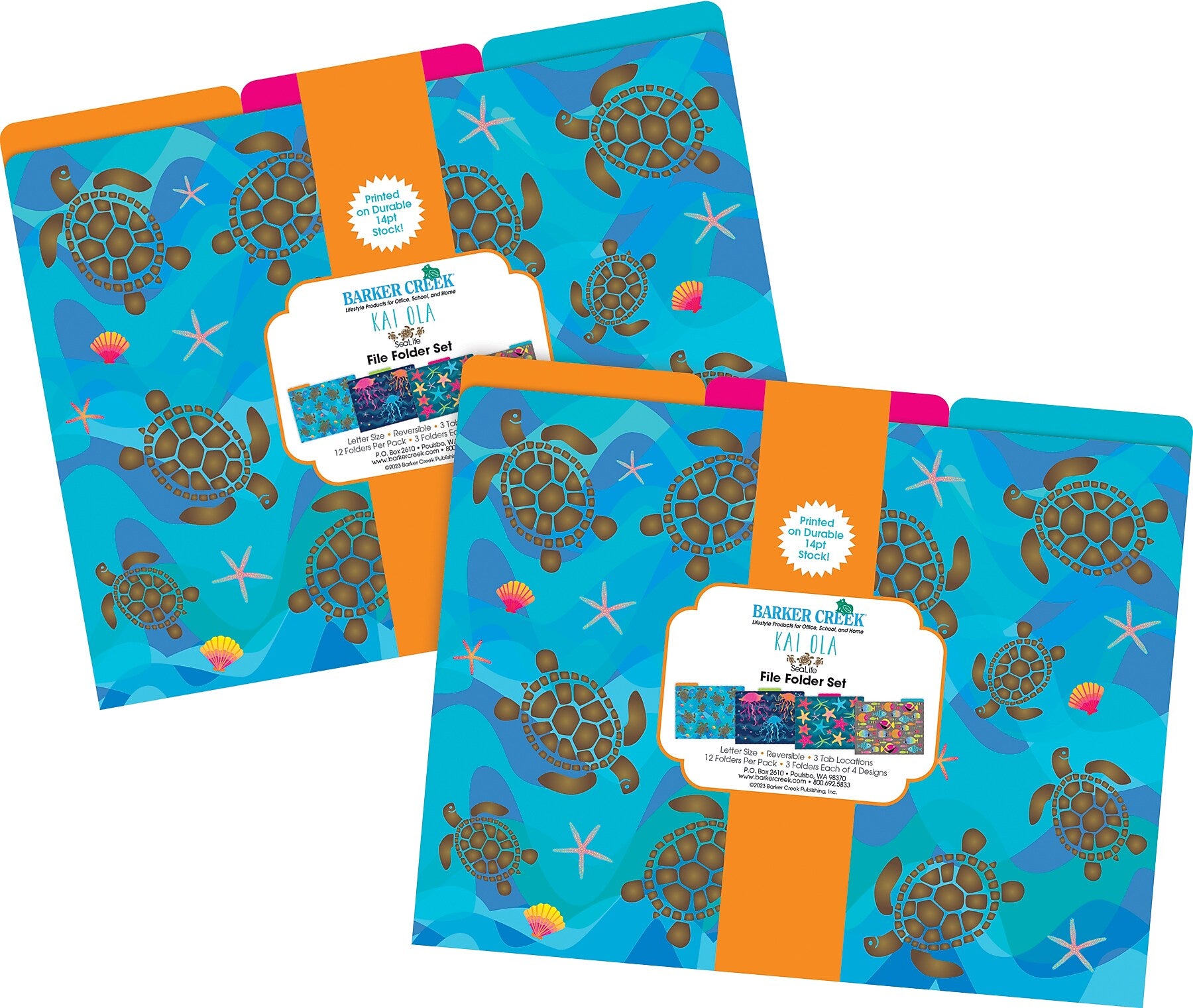 Barker Creek Kai Ola File Folder, 1/3-Cut Tab, Letter Size, Assorted Colors, 24/Set (4382)