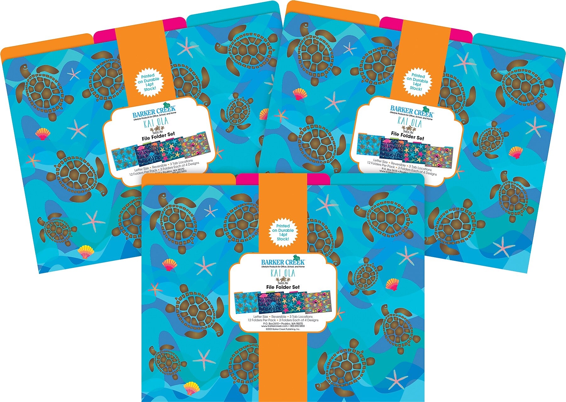 Barker Creek Kai Ola File Folder, 1/3-Cut Tab, Letter Size, Assorted Colors, 36/Set (4383)