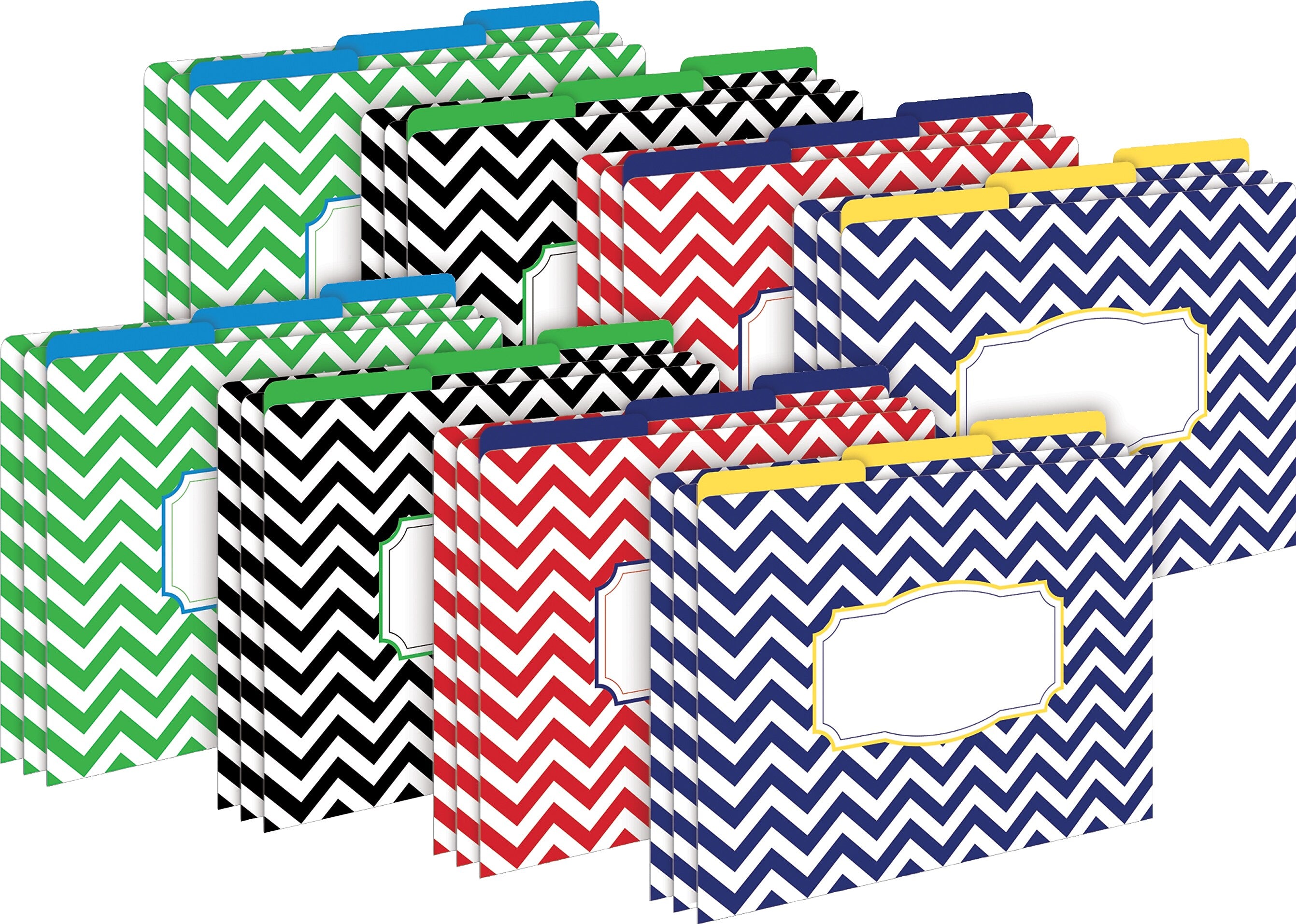 Barker Creek Nautical Chevron File Folder, 1/3-Cut Tab, Letter Size, Assorted Colors, 24/Set (4384)