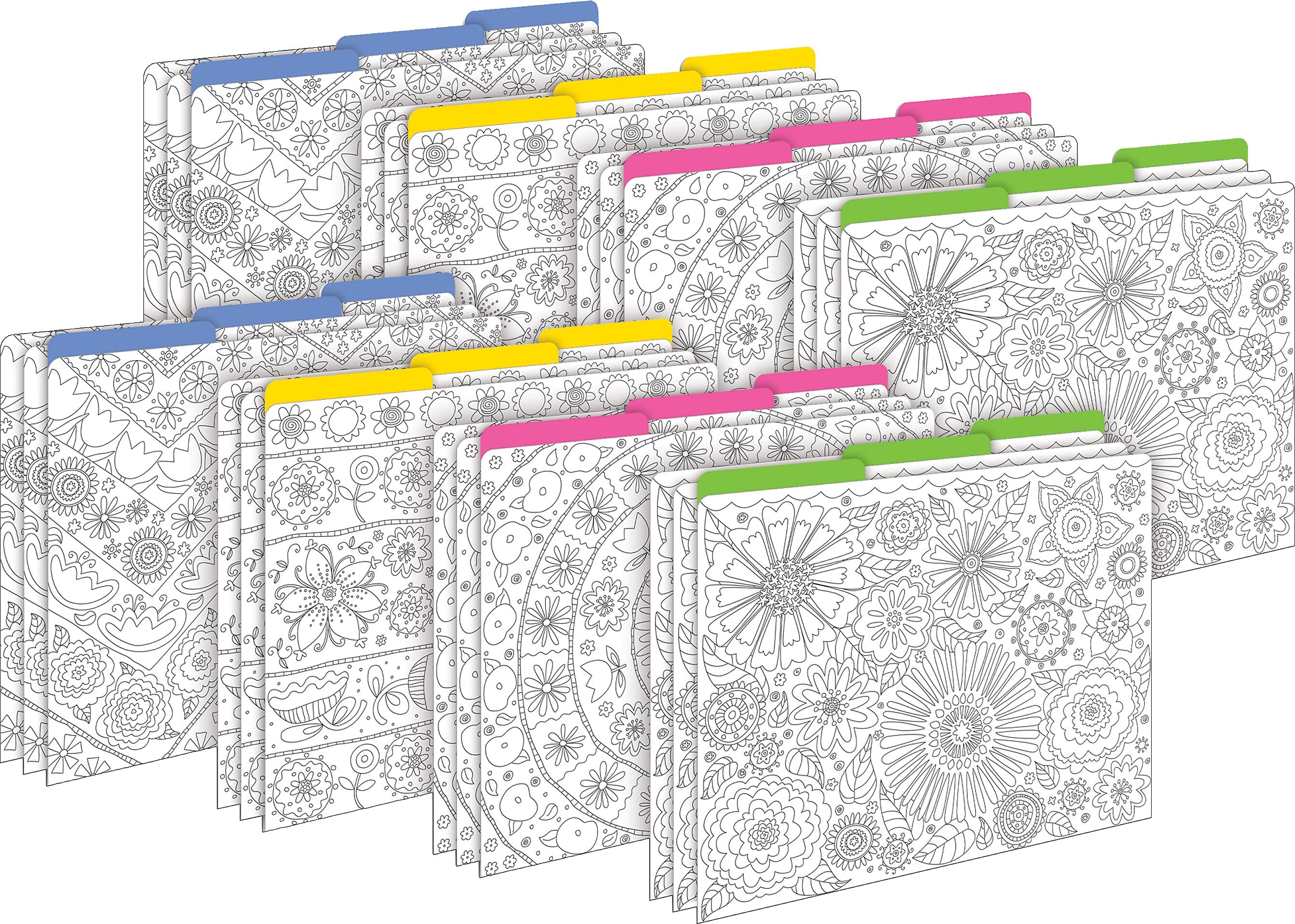 Barker Creek Color Me! In My Garden File Folder, 1/3-Cut Tab, Letter Size, Assorted Colors, 24/Set (4386)