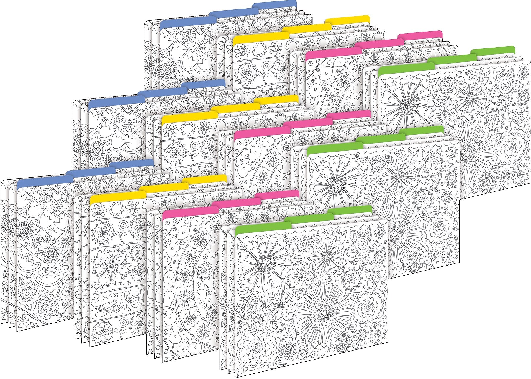 Barker Creek Color Me! In My Garden File Folder, 1/3-Cut Tab, Letter Size, Assorted Colors, 36/Set (4387)