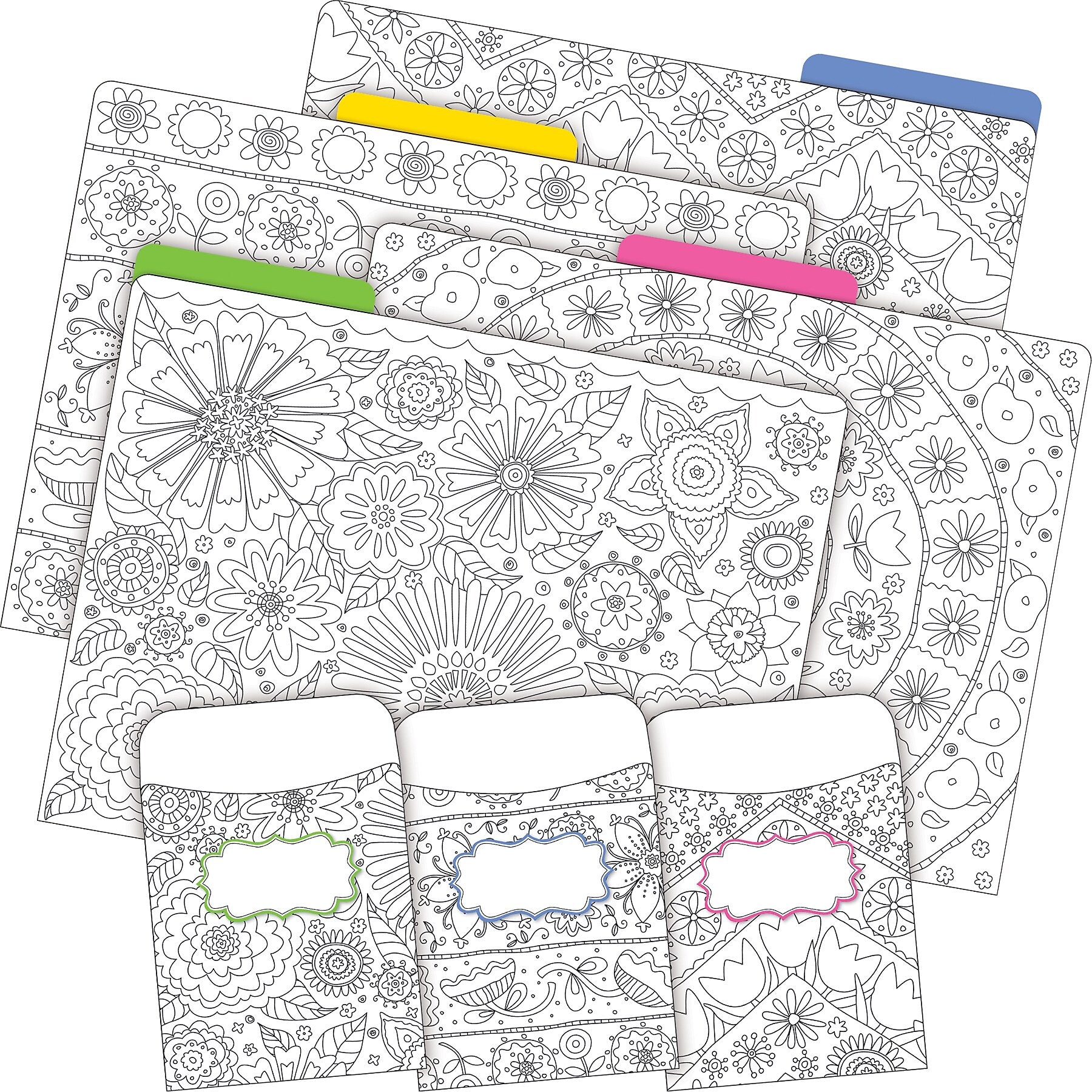 Barker Creek Color Me! In My Garden File Folder, 1/3-Cut Tab, Letter Size, Assorted Colors, 42/Set (4409)