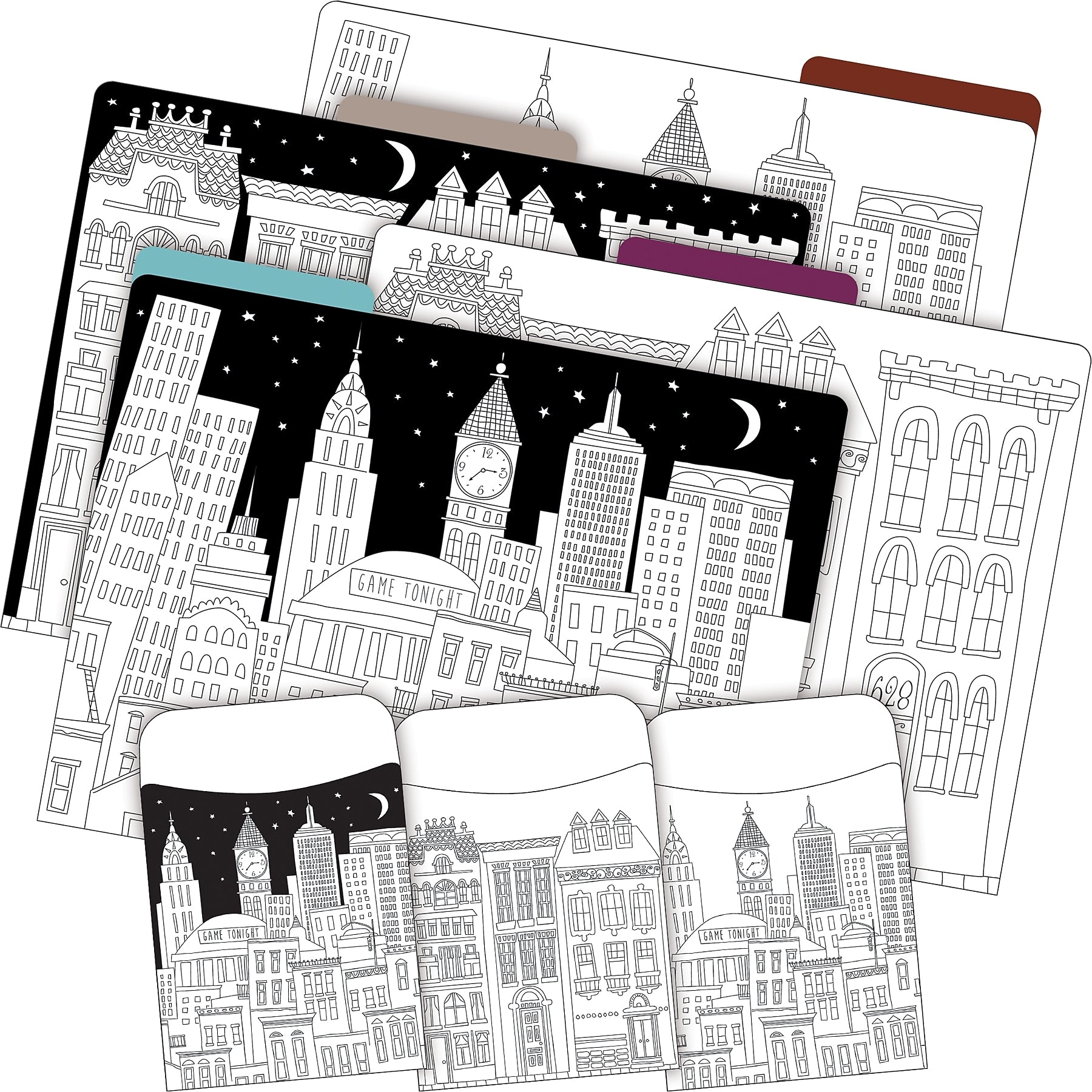 Barker Creek Color Me! Cityscapes File Folder, 1/3-Cut Tab, Letter Size, Assorted Colors, 42/Set (4414)