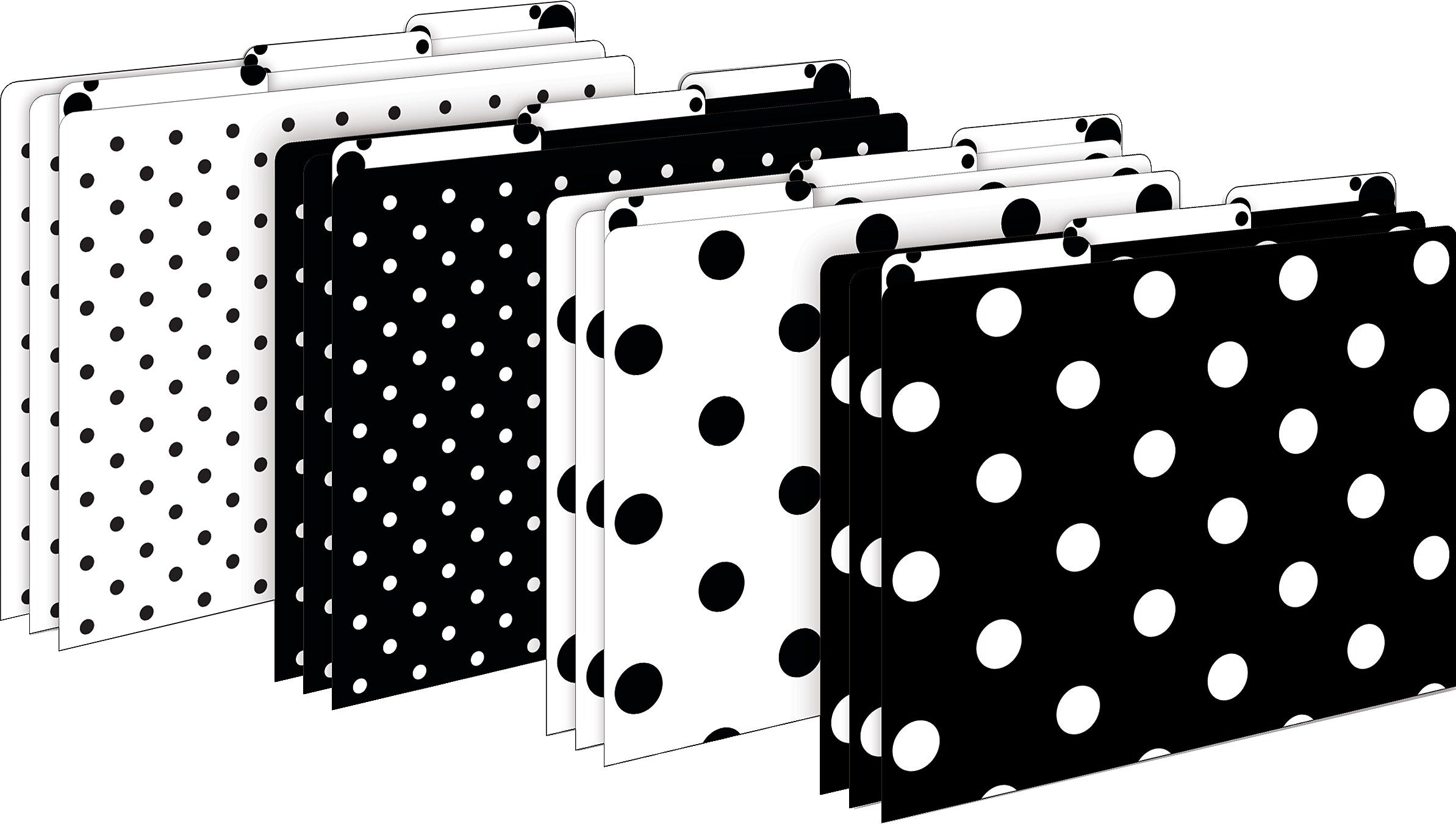 Barker Creek Black & White Dot File Folder, 1/3-Cut Tab, Letter Size, Black/White, 42/Set (4417)