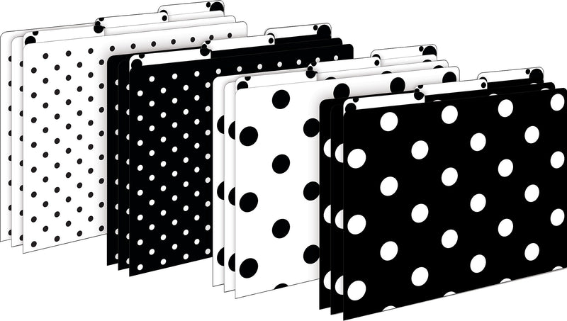 Barker Creek Black & White Dot File Folder, 1/3-Cut Tab, Letter Size, Black/White, 42/Set (4417)