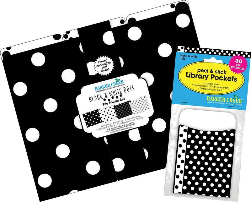 Barker Creek Black & White Dot File Folder, 1/3-Cut Tab, Letter Size, Black/White, 42/Set (4417)