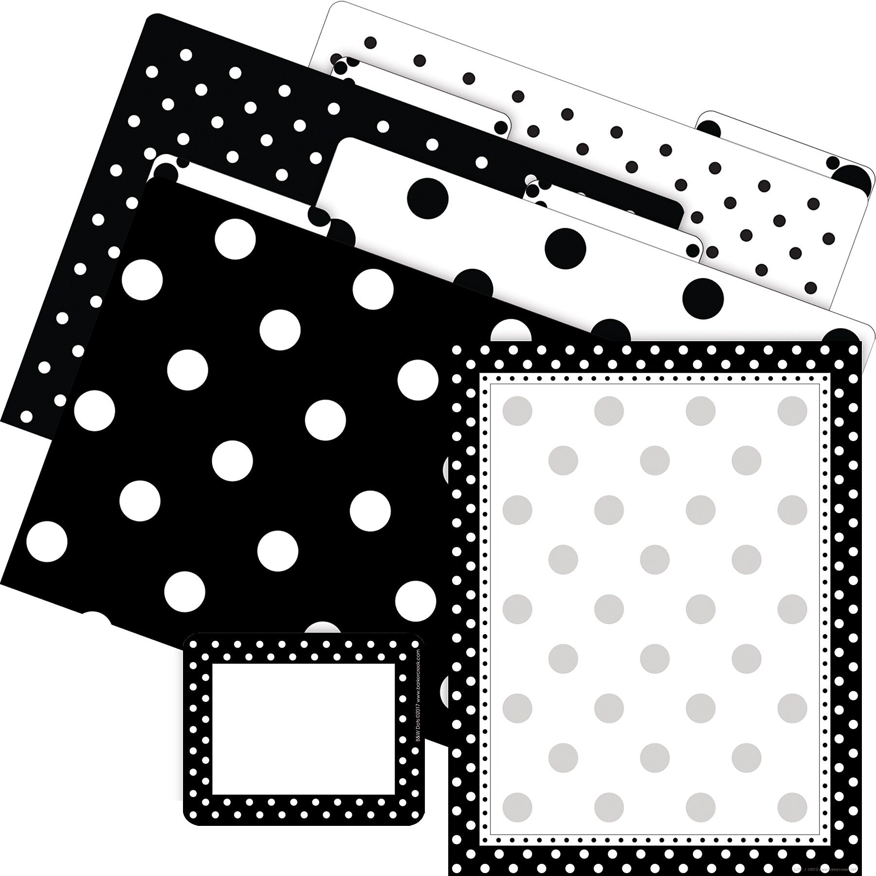 Barker Creek Get Organized Black & White Dots File Folder, 1/3-Cut Tab, Letter Size, Black/White, 107/Set (136)