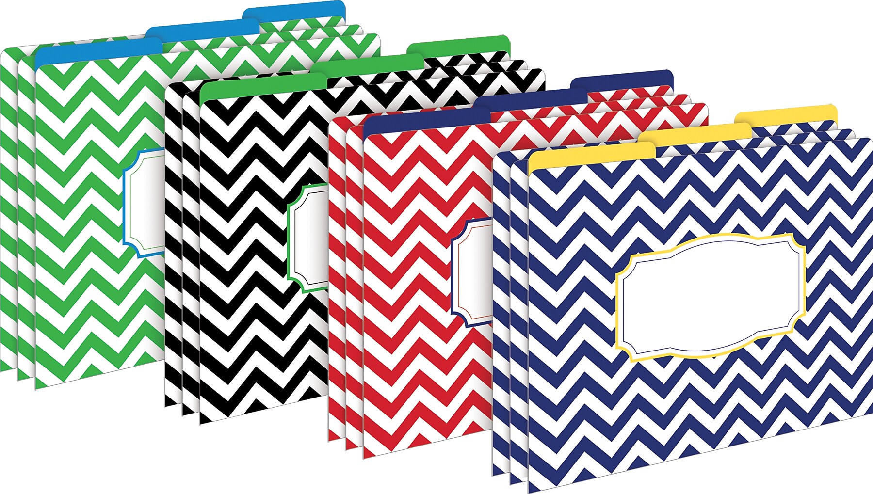 Barker Creek Get Organized Chevron Nautical File Folder, 1/3-Cut Tab, Letter Size, Assorted Colors, 107/Set (138)