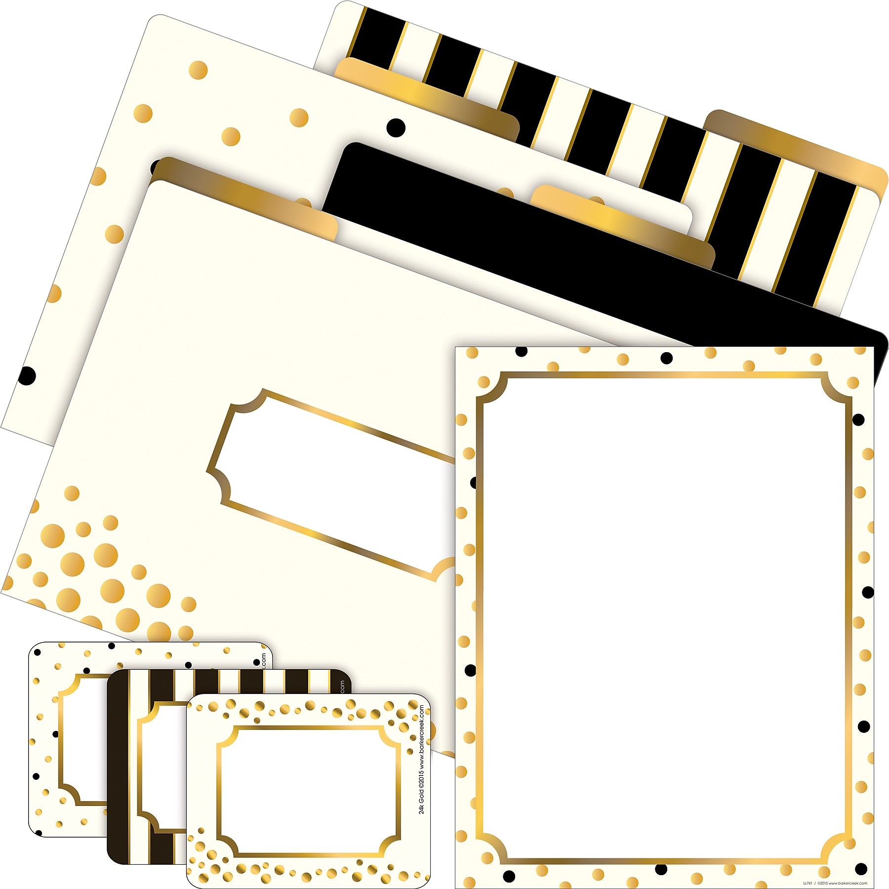 Barker Creek Get Organized Gold File Folder, 1/3-Cut Tab, Letter Size, Assorted Colors, 107/Set (139)