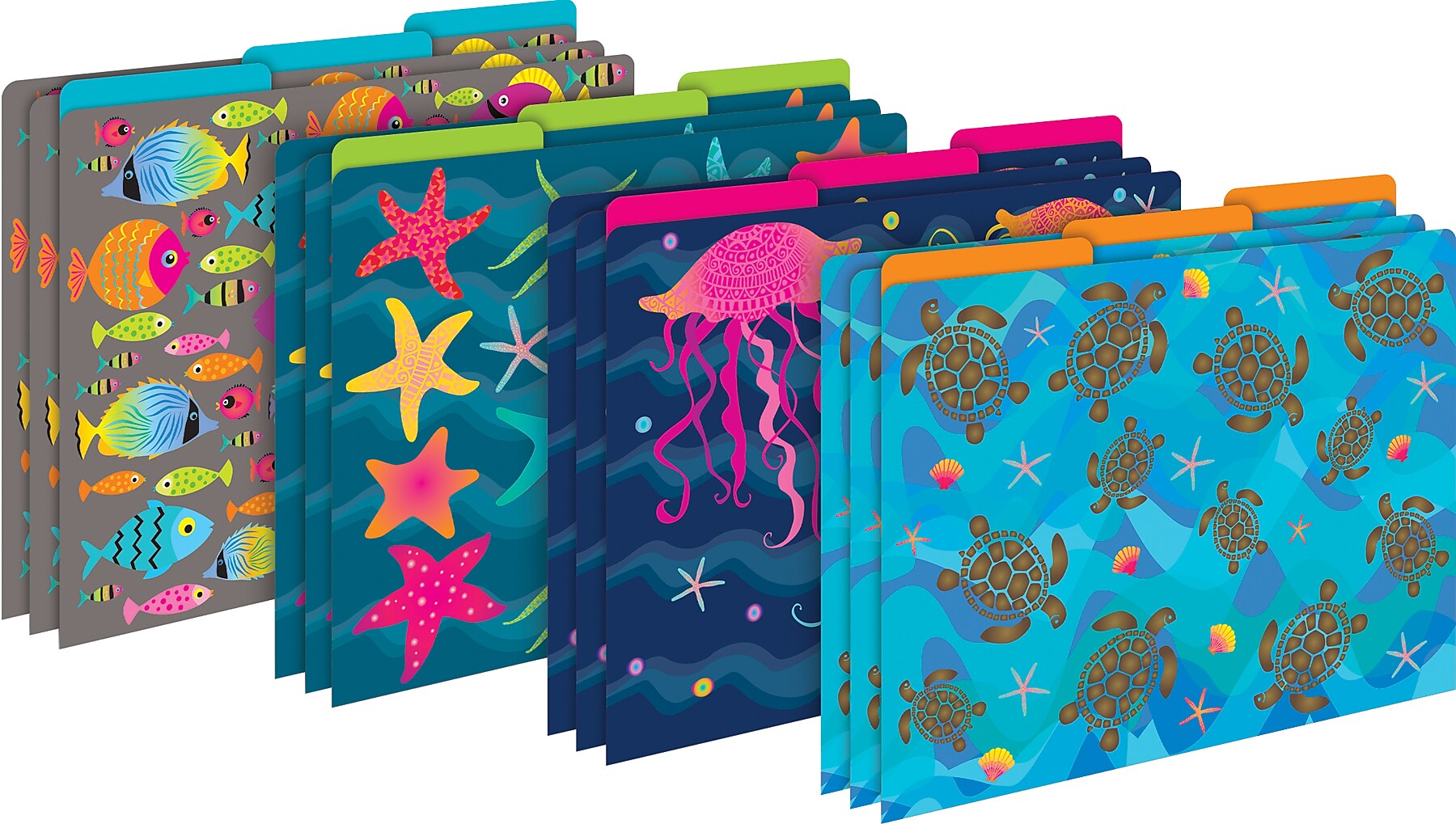 Barker Creek Get Organized Kai Ola Starfish File Folder, 1/3-Cut Tab, Letter Size, Assorted Colors, 107/Set (149)