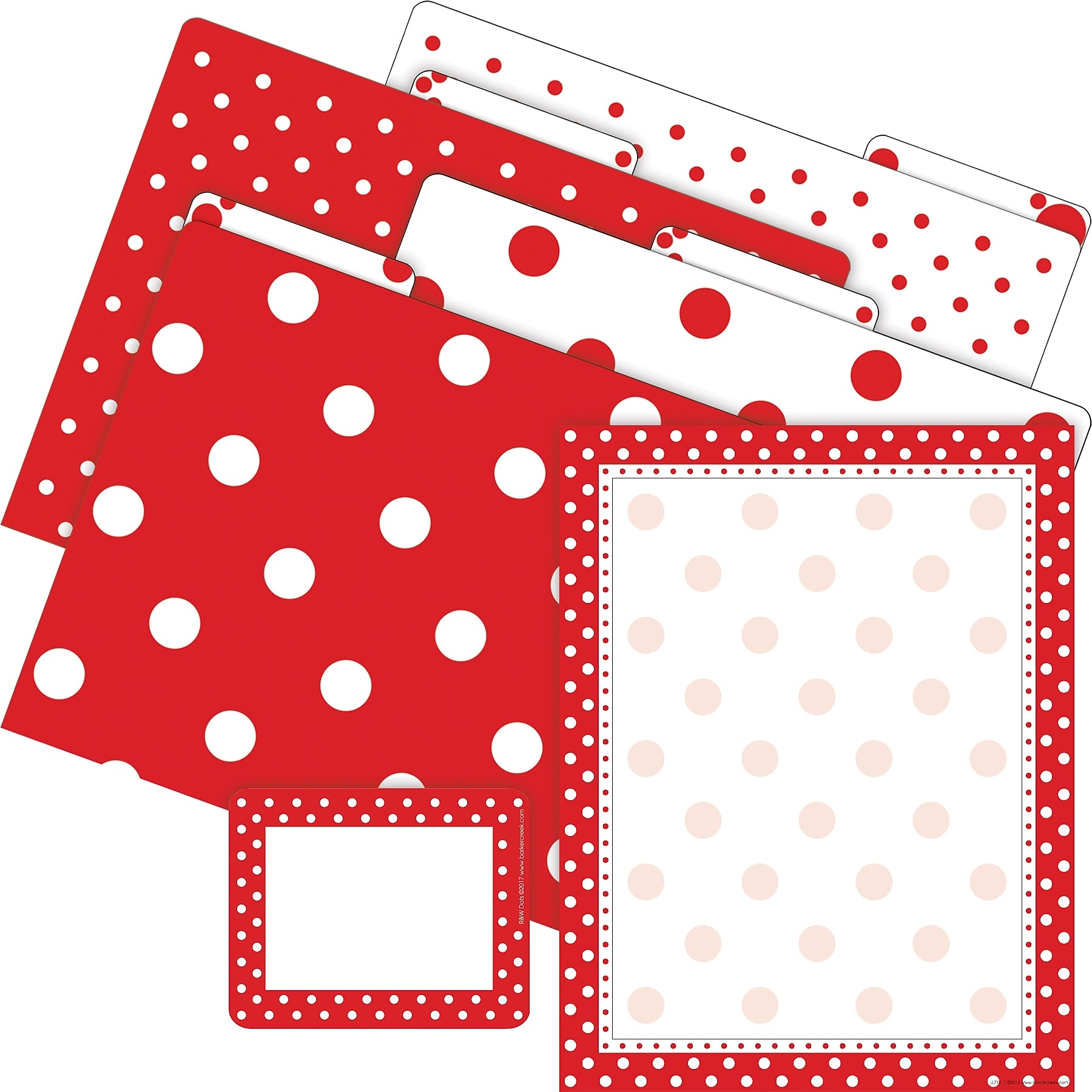 Barker Creek Get Organized Red & White Dot File Folder, 1/3-Cut Tab, Letter Size, Assorted Colors, 107/Set (159)