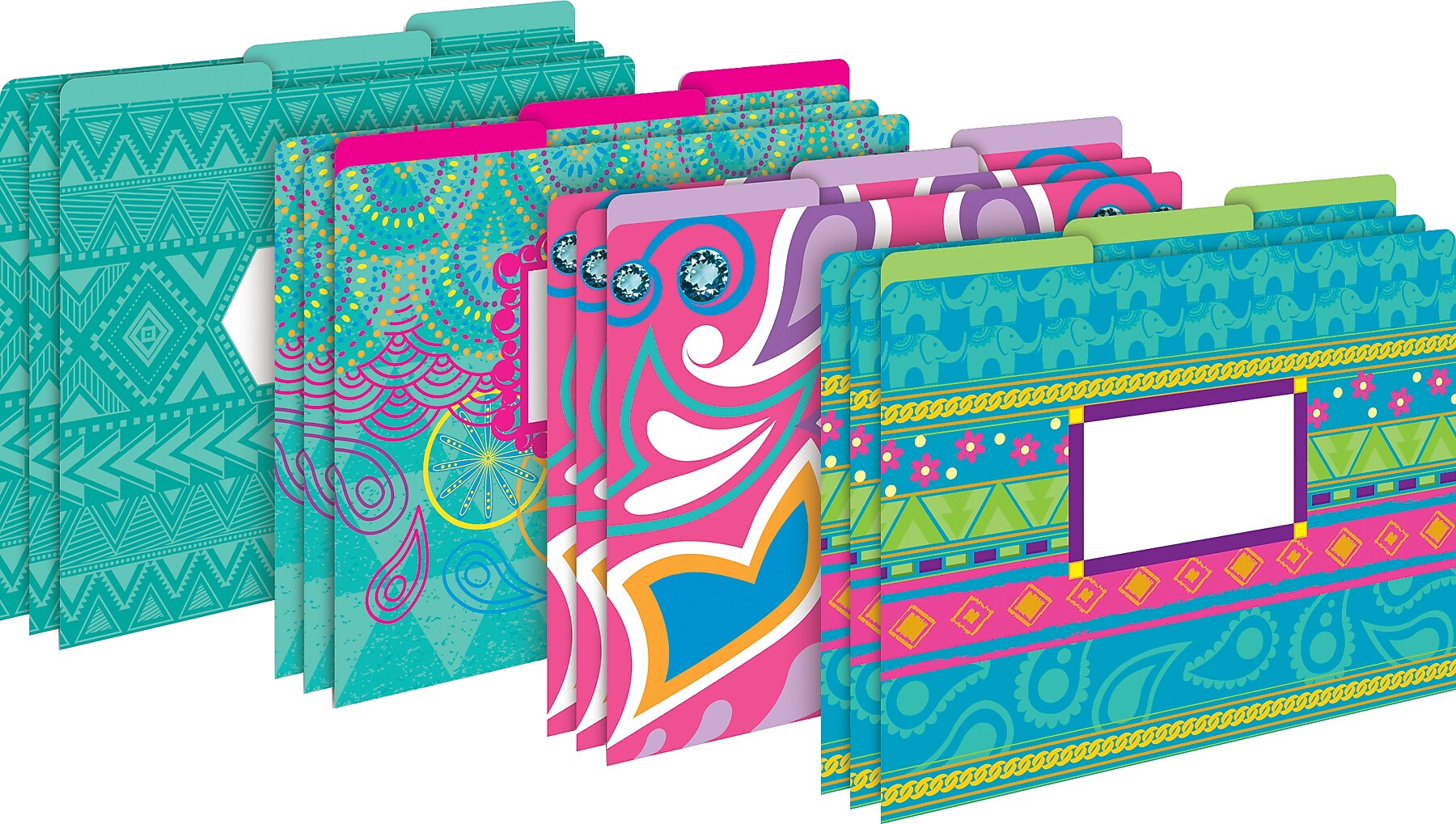 Barker Creek Bohemian File Folder, 1/3-Cut Tab, Letter Size, Assorted Colors, 12/Pack (2002)
