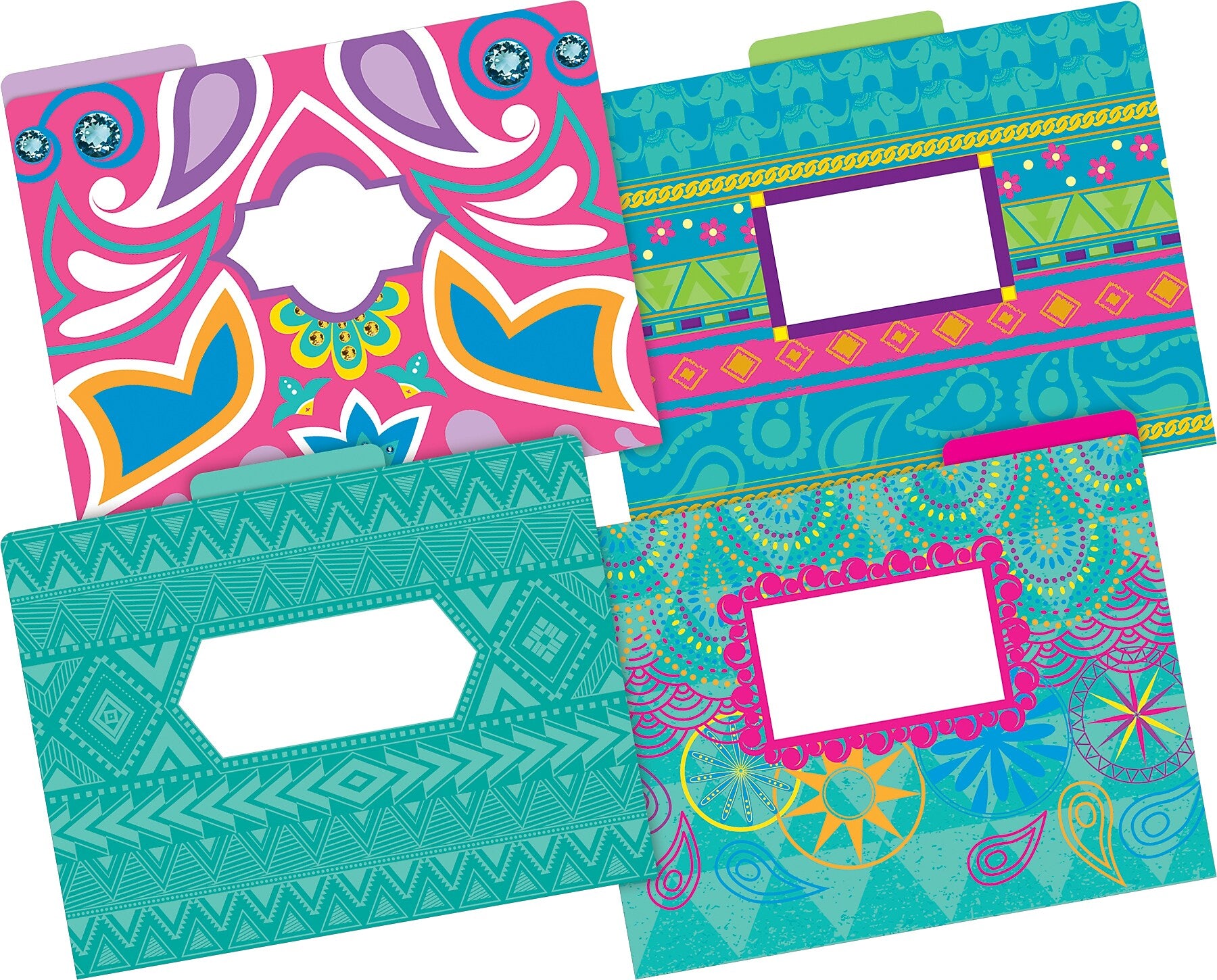 Barker Creek Bohemian File Folder, 1/3-Cut Tab, Letter Size, Assorted Colors, 12/Pack (2002)