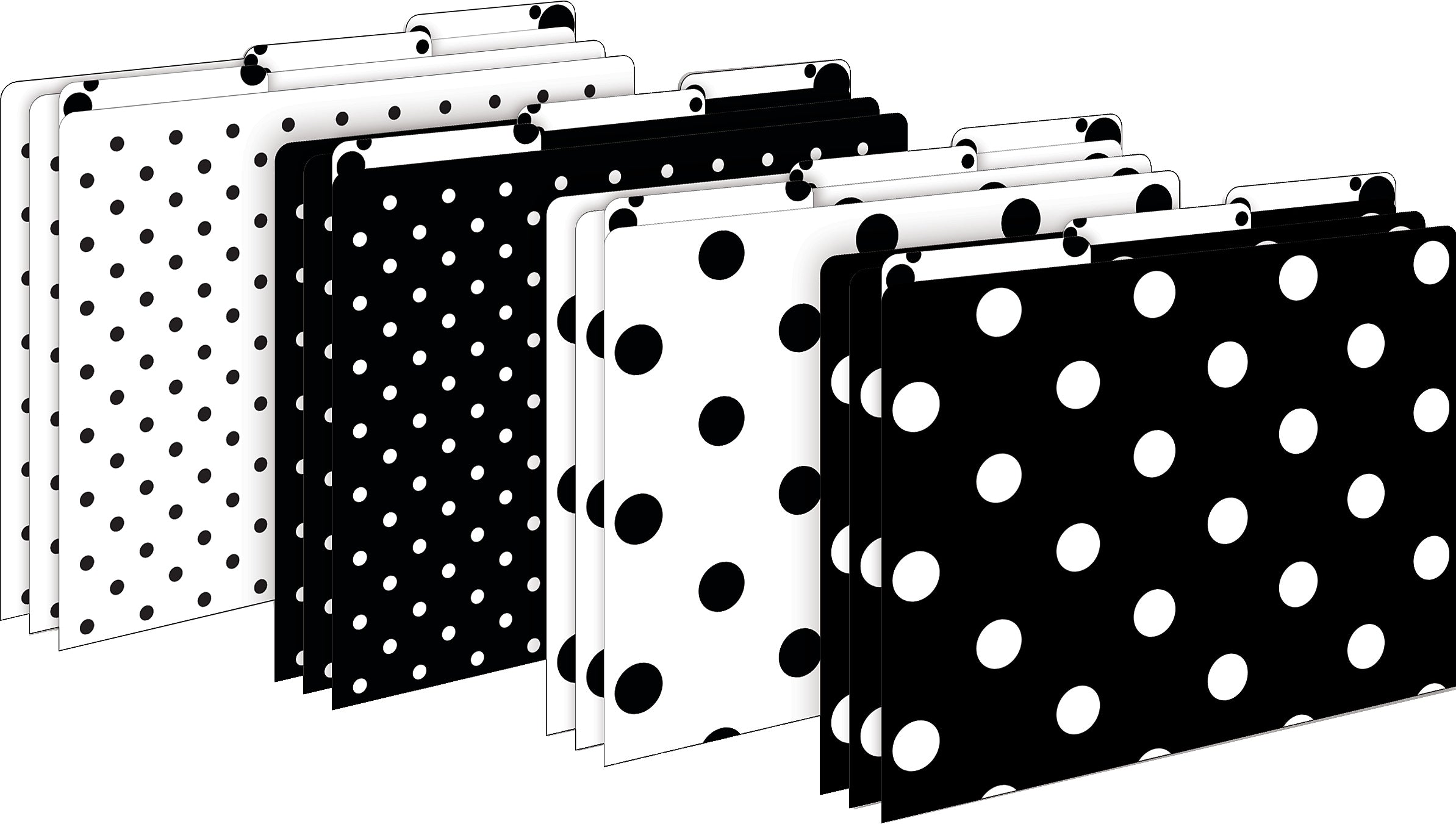 Barker Creek Black & White Dot File Folder, 1/3-Cut Tab, Letter Size, Black/White, 12/Pack (2004)